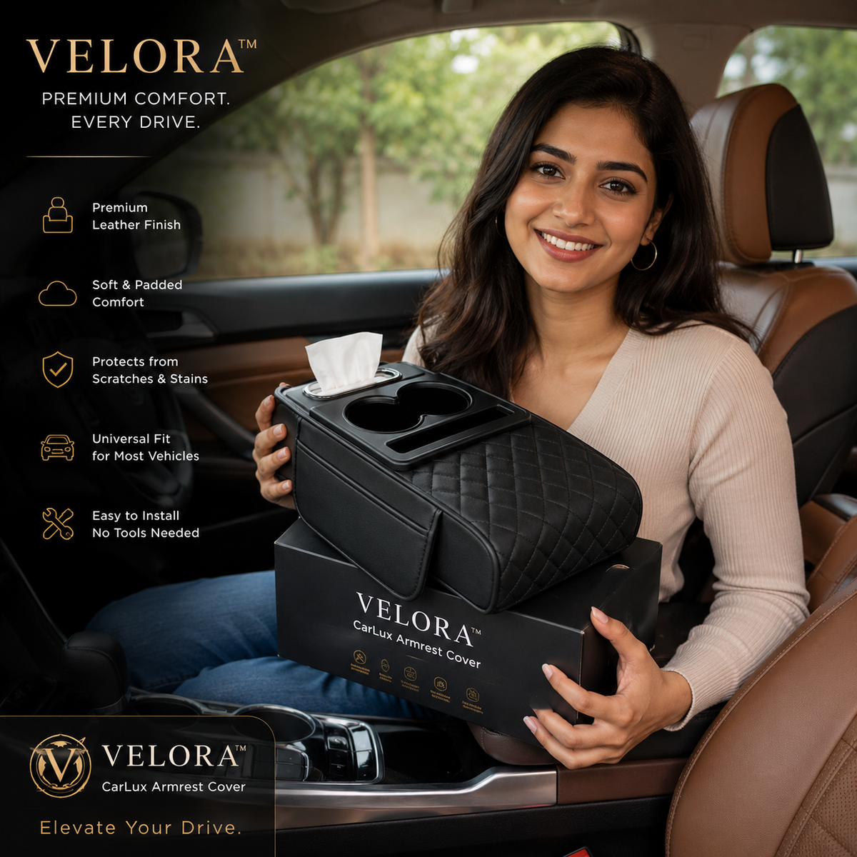 VELORA™ CarLux Armrest Cover